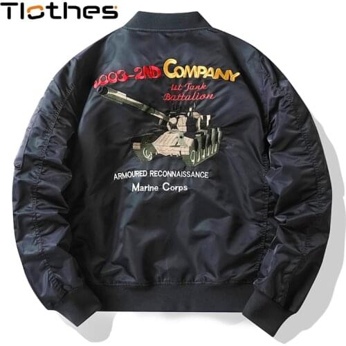 Spring Autumn Bomber Jacket Mens Clothing Trends Outerwear Tank Embroidery Hip Hop Air Force Pilot Flight Military Jacket Men