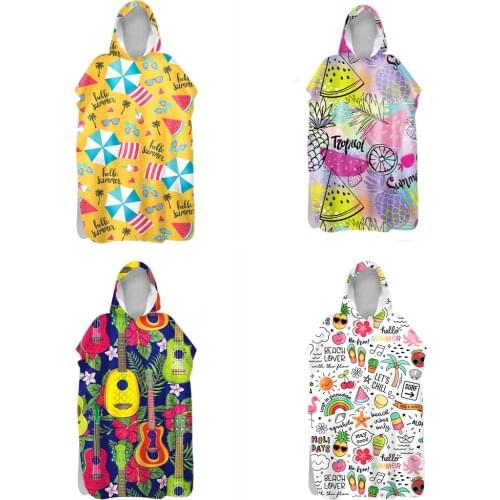 Summer Style Adult Kids Microfiber Quick Dry Beach Bath Towel Warm Change Bathrobe Swimsuit Ultralight Travel Cloak Surf Poncho