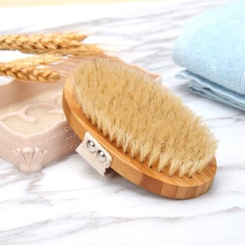 Hot Dry Skin Body Brush Soft Natural Bristle Shower Brushes Wooden Bath Shower Bristle Brush SPA Body Brushes Without Handle