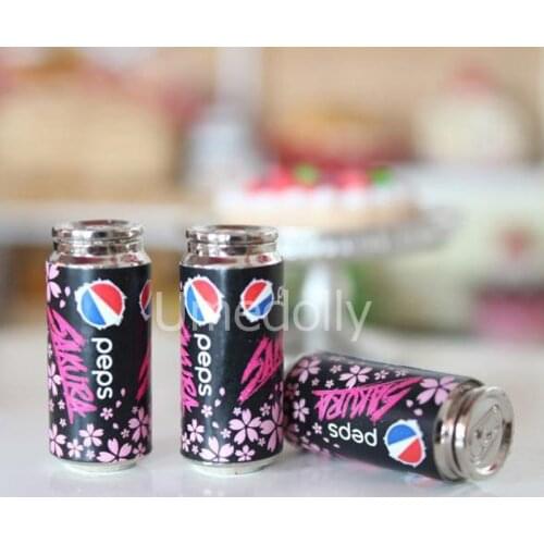 3PCS Mini Sakura Metal 1:6 Dollhouse Miniature Beverage Can Drinks Pretend Play Kitchen Doll Food for Blyth BJD Toy