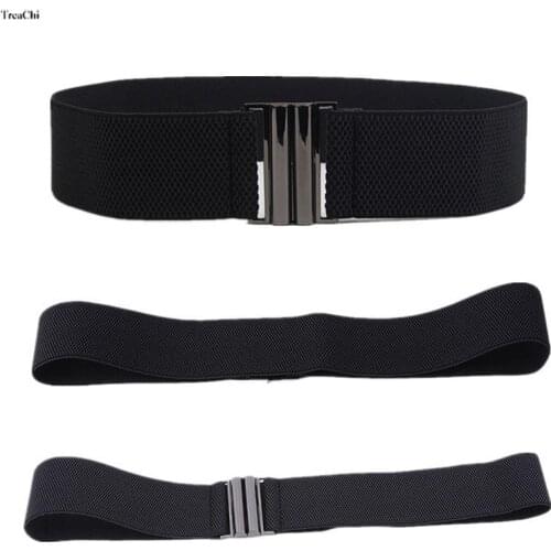 Fashion Women Elastic Band Simple Down Coat Waist Belt Female Buckle Black Wide Belts Strap Dress Decoration Accessories
