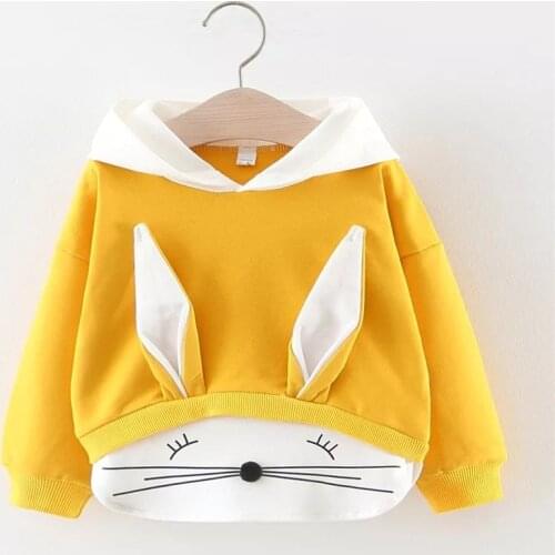 Baby Girl Winter Clothes Autumn Plus Velvet Cotton Long Sleeves Hoodies Sweatshirts Cartoon Ear Sportswear Baby Boys Sweatshirt