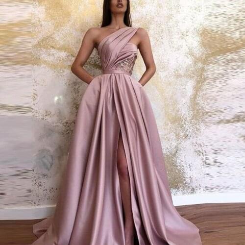 Shoulder Dress Summer Elegant Sexy Split Solid Dresses Women Party Prom Night Club Long Dress Vestidos