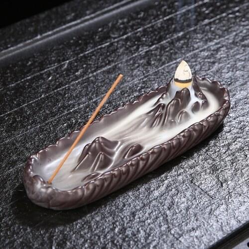 Antique Ceramic Backflow Incense Burner Holder Mountain Flowing Water New Home Indoor Reflux Incense Burner Home Decoration
