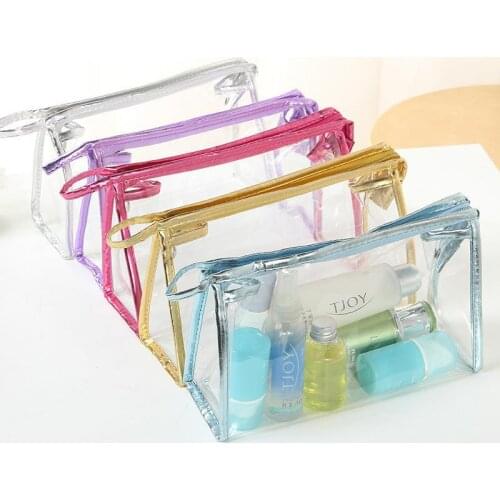 Transparent cosmetic storage bag portable waterproof lady storage bag travel toiletry bag cosmetic finishing bag