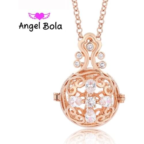 Pryme New CZ 20.5mm Cage Necklaces For Women Engelsrufer Mexican Angel Bola Pendants Vintage Jewelry for Mom Gifts L104