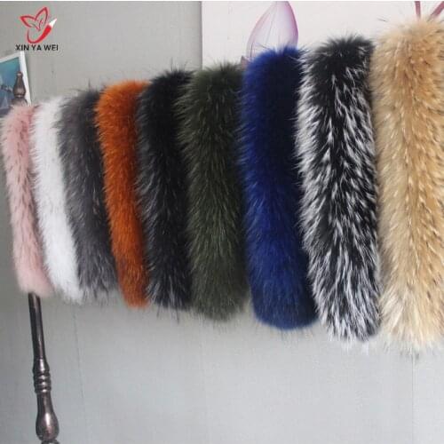 Special Price100% Natural Winter Fur Jackets Real Collar Raccoon Fur Women Scarves Coat Woman Neck Cap Long Warm Genuine Scarf