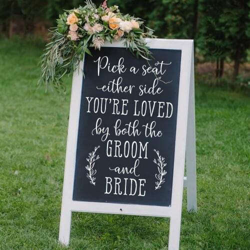 Nordic Style Pick A Seat DIY Wedding Sign Decal Chalkboard Sign Decal Choose A Seat Either Side Sign Wedding Decor Wall Sticker