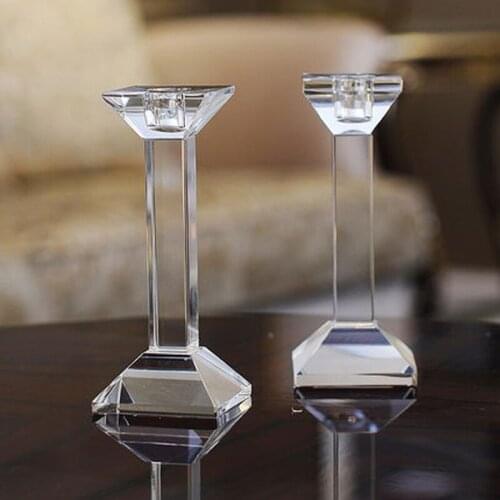 Modern Crystal candle holders glass minimalist votive candle holder Matching Stick Candle candelabra wedding decoration