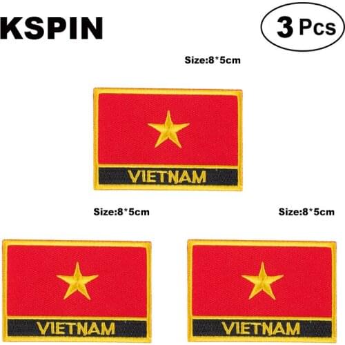 Vietnam Rectangular Shape Flag patches embroidered flag patches national flag patches for clothing DIY Decoration