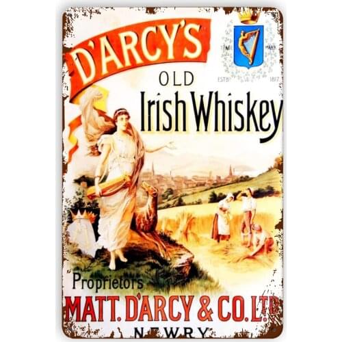 Pizigci Vintage D'Arcys Old Irish Metal Sign Wall Poster, Retro Style Man Cave Decor Wall Signs for Home Bar Coffee Kitchen