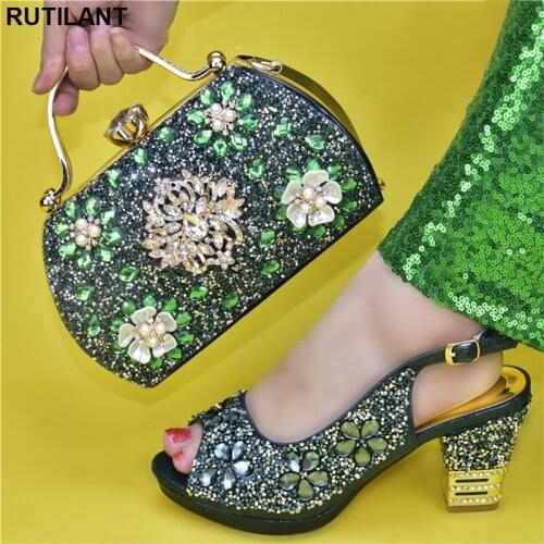 New Ladies Shoes with Matching Bags Set Nigerian Shoes and Matching Bags Luxury Shoes Women Designers Buckle Strap Elegant Party