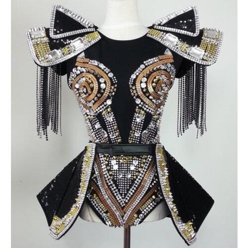 Feminina Dance Costumes For Shows Fashion Star Female Singer Dj Costume Ds Rivet One Piece Set High Quality customized