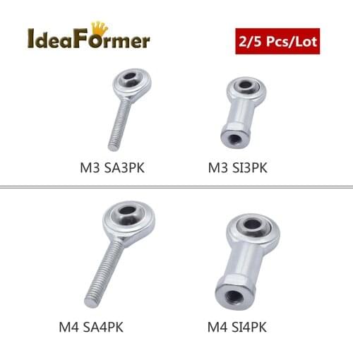 2/5Pcs SA4PK SA3PK Male SI3PK SI4PK Female Fisheye bearing M3/M4 Right Thread Rod End Joint bearing for 3D Printer Delta Kossel