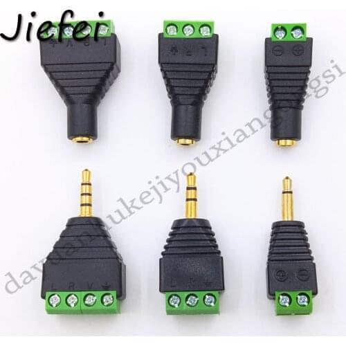 20-150pcs CCTV Phono Jack 3.5mm mono Stereo 2 pin 3 pin 4 Pin Male / Female Socket to 2 3 4 Pole AV Screw Balun Terminal Adapter