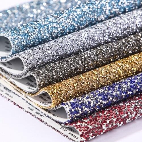 24X40/28X35cm Bling Crystal Rhinestones Sticker Sheet Self Adhesive Rhinestone Trim Fabric Sheet Crystal Mesh Ribbon Banding