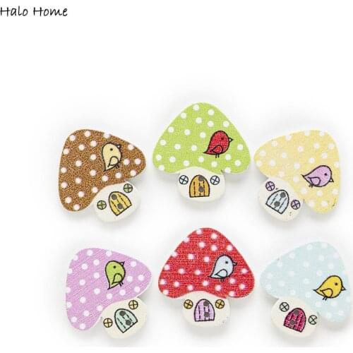 30pcs Mushroom Wood Buttons Sewing Scrapbooking Clothing Headwear Handmade Crafts Home Decor Accessories DIY 23mm