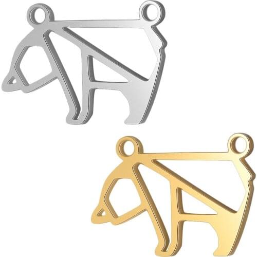 5pcs/lot 21*11mm Stainless Steel Cute Bear Animal Charms Bracelet Connector Necklace Pendants Jewelry Making Handmade Crafts