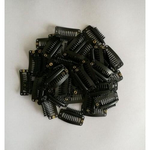 50pcs High Quality 9 straight Teeth Black Color Wig Clip Stainless Steel Hair Extension Clips