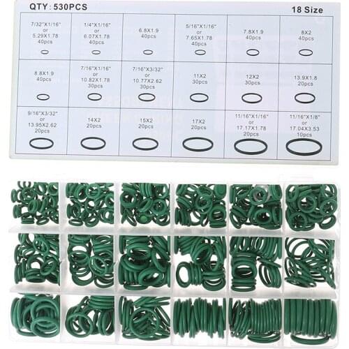 530Pcs Car Air Condition Rubber Ring Air Conditioning O Rings Auto Repair Tools Rubber Compressor Ring Refrigerant Sets