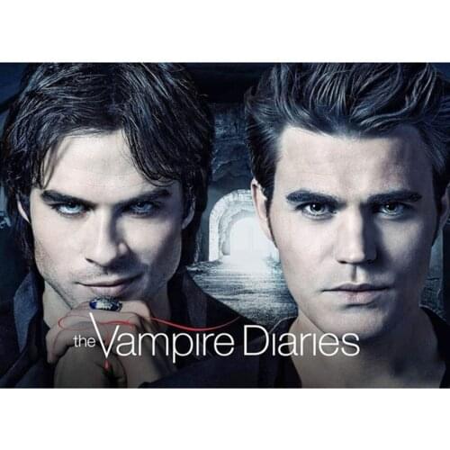 5D Full Round Square Diamond Painting Vampire Diaries Diamond Embroidery Set Mural Art Cross Stitch Kit Mosaic Home Decoration