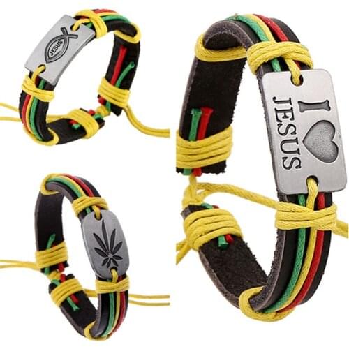 New Weed Brown Handmade Design Punk Bangle Fashion Vintage Genuine Woven Leather Women Bracelets Men Jewelry Accessories