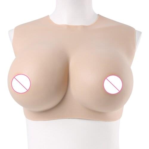 B-G Cup Short Round Neck Breast Form Fake Boobs False Chest Sexy Silicone Vest Silk Cotton Filled Breasts Shemale Drag Queen