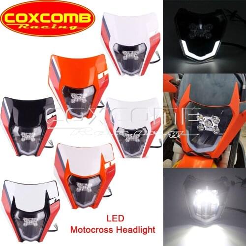 Dual Sport HI/LO Beam LED Headlight Motocross Head Light Mask Cowl Fairing For EXC TPI XC-W EXC-F 690 SMC Factory Six Days US