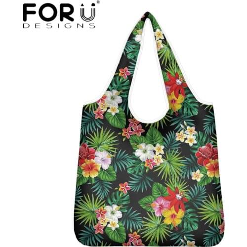 FORUDESIGNS Summer Style Women Totes Handbag Tropical Hawaiian Flower Printing Female Casual Shopping Shoulder Bags Bolsas