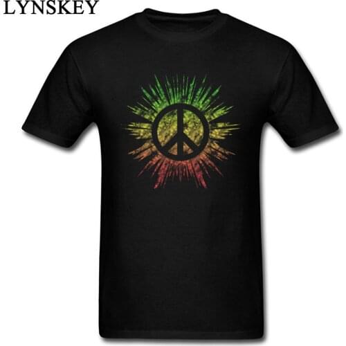 Rasta Peace Sign Tops & Tees Fashion 100% Cotton Crewneck Men T Shirt 3D Printed Clothing Shirt XXL