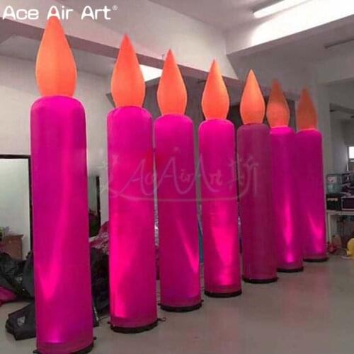 Hot sale inflatable candle lighting decoration,red illuminating inflatable candle for party or stage decorations