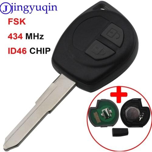 Jingyuqin 2Buttons Car Remote Key Shell For SUZUKI SWIFT SX4 ALTO VITARA IGNIS JIMNY Splash FSK 434MHz ID46 Chip