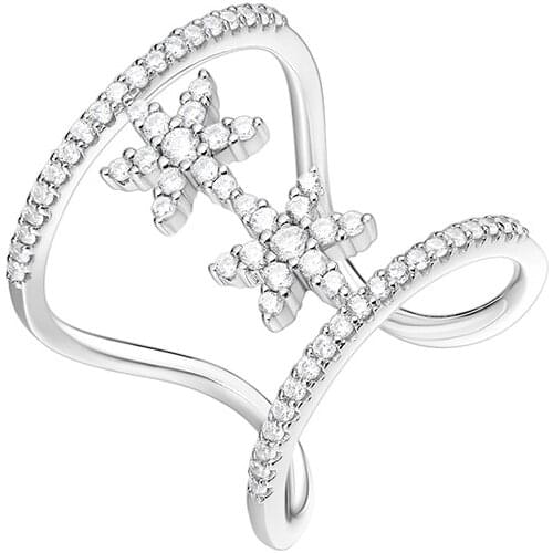 SLJELY Fashion Pure 925 Sterling Silver Snowflake Double Layer Ring with AAA High Quality Zirconia Women Winter Jewelry Gift