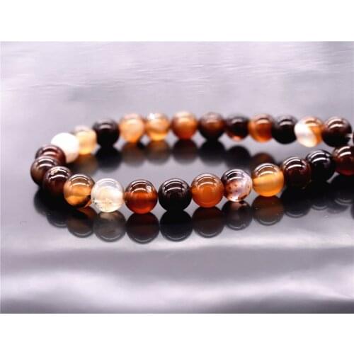 Hot Sale 8mm Natural Brown Agate Beads Handmade Bracelet Necklace Jewelry Accessories Wholesale Strand