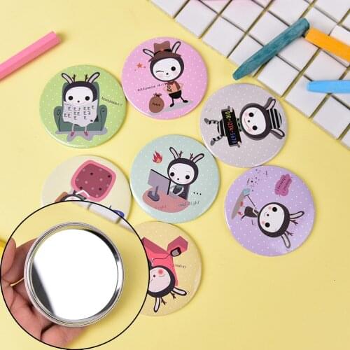 GU167 Cute Dia 7cm Beautiful Mini Pocket Makeup Mirror Cosmetic Compact Metal Mirrors Color Random