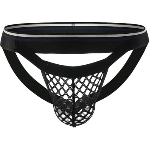Underpants gay sexy underwear men fishing net mens thong jockstrap big net sissy tanga hombre cuecas masculinas sexy lingerie