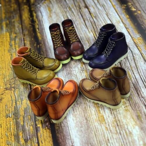 In Stock Collectible 1/6 Scale PVC SK005 Mens Retro High-top Locomotive Shoes Male Shoes Model with Feet for 12'' Body