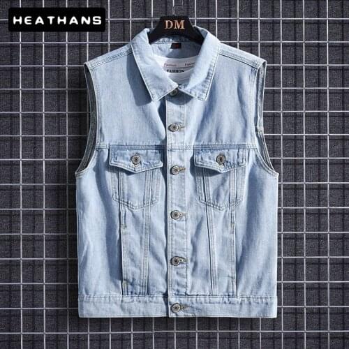 Mens Denim Vest New Spring Autumn Jacket Vintage Jeans Vest Short Jacket Men Clothing Casual Jean Male Coat Tops Dropshipping