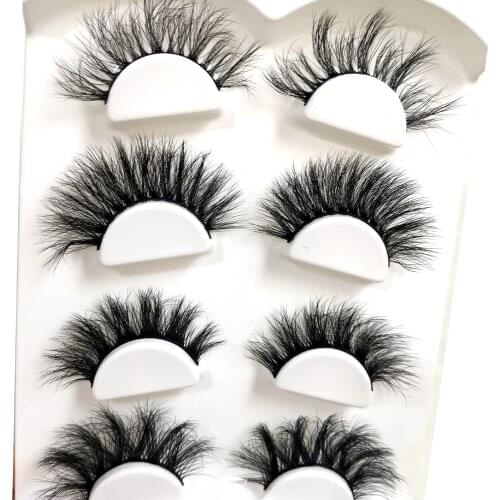 New 4 Pairs Eyelashes 3D Mink Lashes Thick HandMade Fluffy Lashes Cruelty Free Volume Wispy Soft Lash Reusable False Eyelash