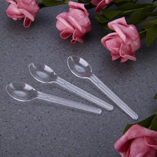Mayitr 25/50pcs Disposable Spoon Plastic Dessert Spoons Mini Teaspoon for Ice Cream Party Kitchen Supplies