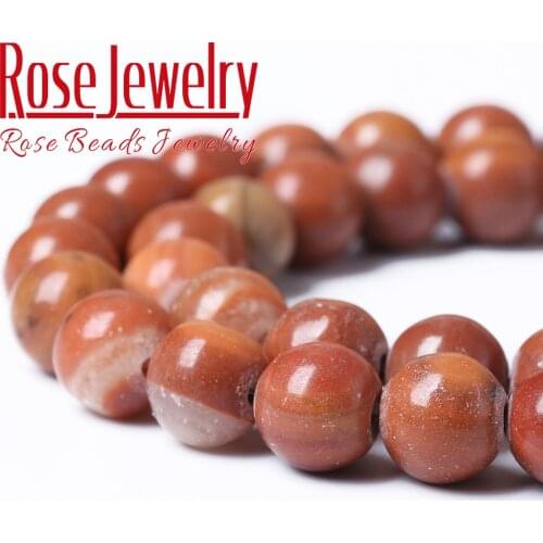 Wholesale Natural Orange Wood Grain Jaspers Stone Loose Beads 15" 6mm - 12mm Pick Size For Jewelry Making Diy Bracelet Necklace