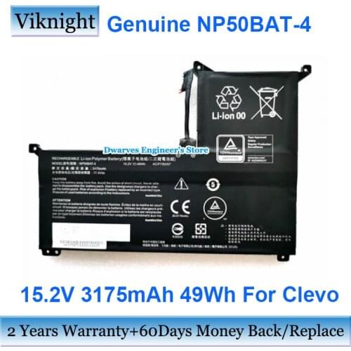 Genuine NP50BAT-4 Laptop Battery 15.2V 3175mAh 49Wh 4ICP7/60/57 For Clevo Notebook