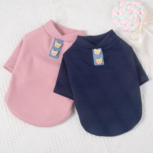 Autumn Pet Clothes For Small Dogs Chihuahua Teddy Solid Color Puppy Cat T-Shirt Breathable Cotton Dog Vest