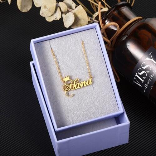 Custom Name Crown Necklace Gold Chain Personalized Princess Crown NecklacesAny Name Lots Of Font Style To Choose For Girls Kids