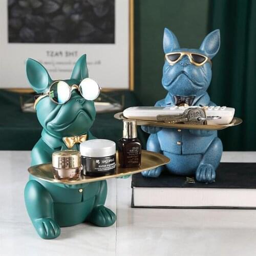 French Bulldog Statue Table Decoration Fashion Sculpture Home Room Decor Multifunction Desk Storage Miniature Figure Coin Ban