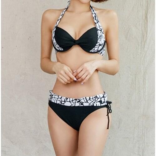 Women Backless One Piece Bikini 2019 Print High Waist Monokini Push Up Bandage Bodysuit Swimwear Swimsuit Halter Hot