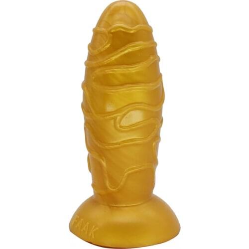 FAAK Gold Anal Ball Erotic Butt Plug Sex Toy For Woman And Men Rugby Shape Big Anal Plug Trainer For Couple Flirting Masturbator