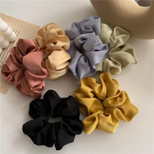 1PC Fashion Satin Hair Scrunchies Solid Red Rubber band For Women Girls Korean Elastic Hair bands Ponytail Hold Hair Accessories