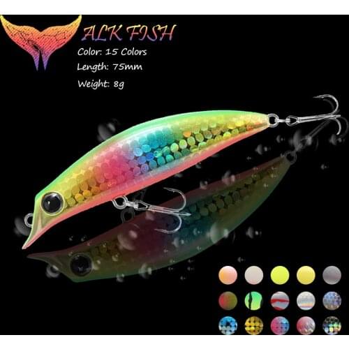 GOBYGO 1 PCS Fishing Lure 75mm 8g Sinking Minnow Pencil VIB 3D Eyes Artificial Bait Wobbler Long Casting Bass Pike Hard Bait