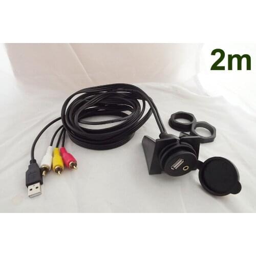 10pcs 6ft Car Dashboard Flush Mount 3.5mm to Male 3RCA USB Extension Audio&Video Cable